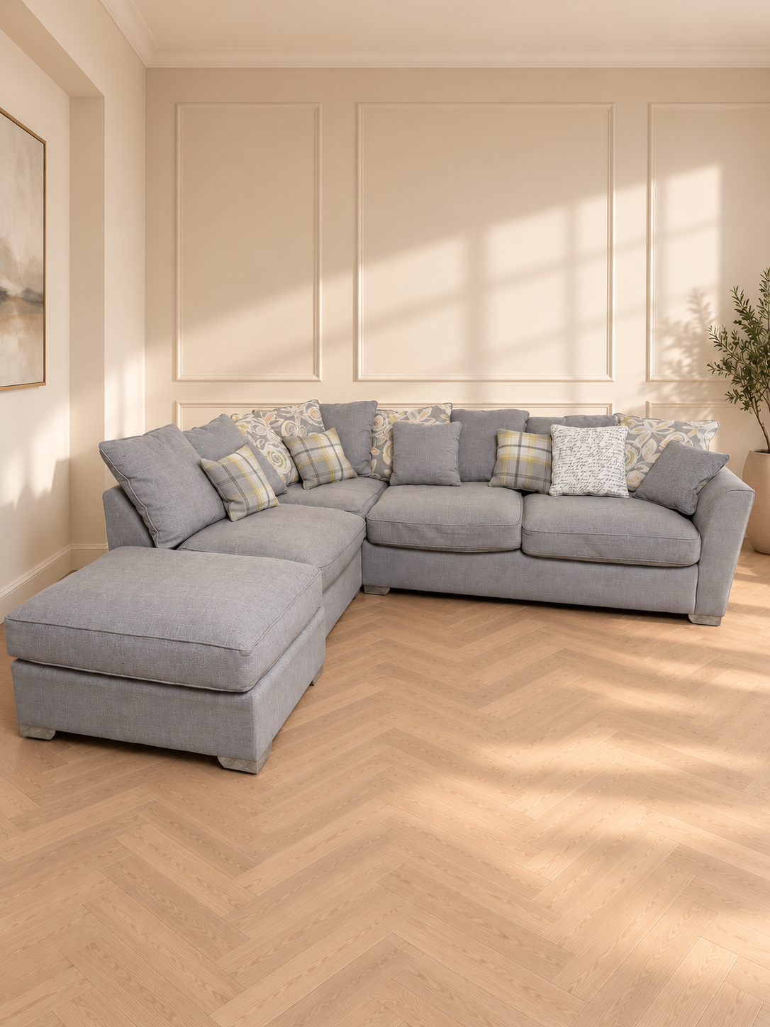 Rita corner sofa + footstool + swivel chair