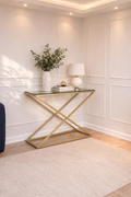 Console Table Gold - Glass Top