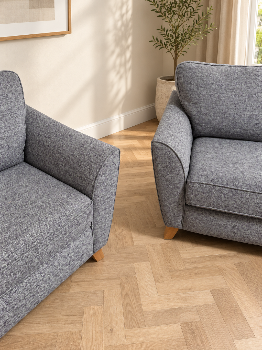 Denise 3 Seater Chaise & 2 Seater Sofa Set – Grey