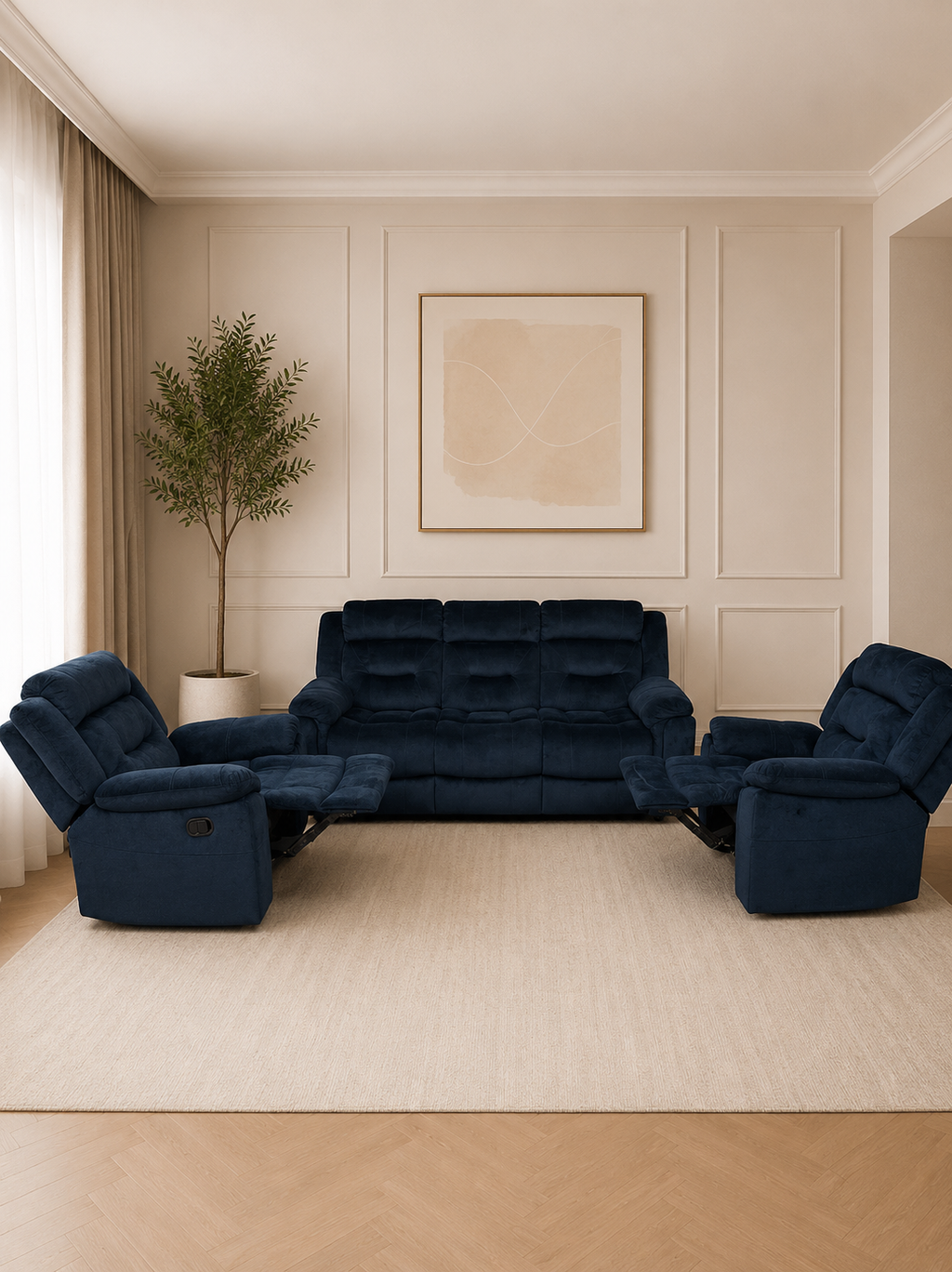 Dudley 3+1+1 Navy recliner set