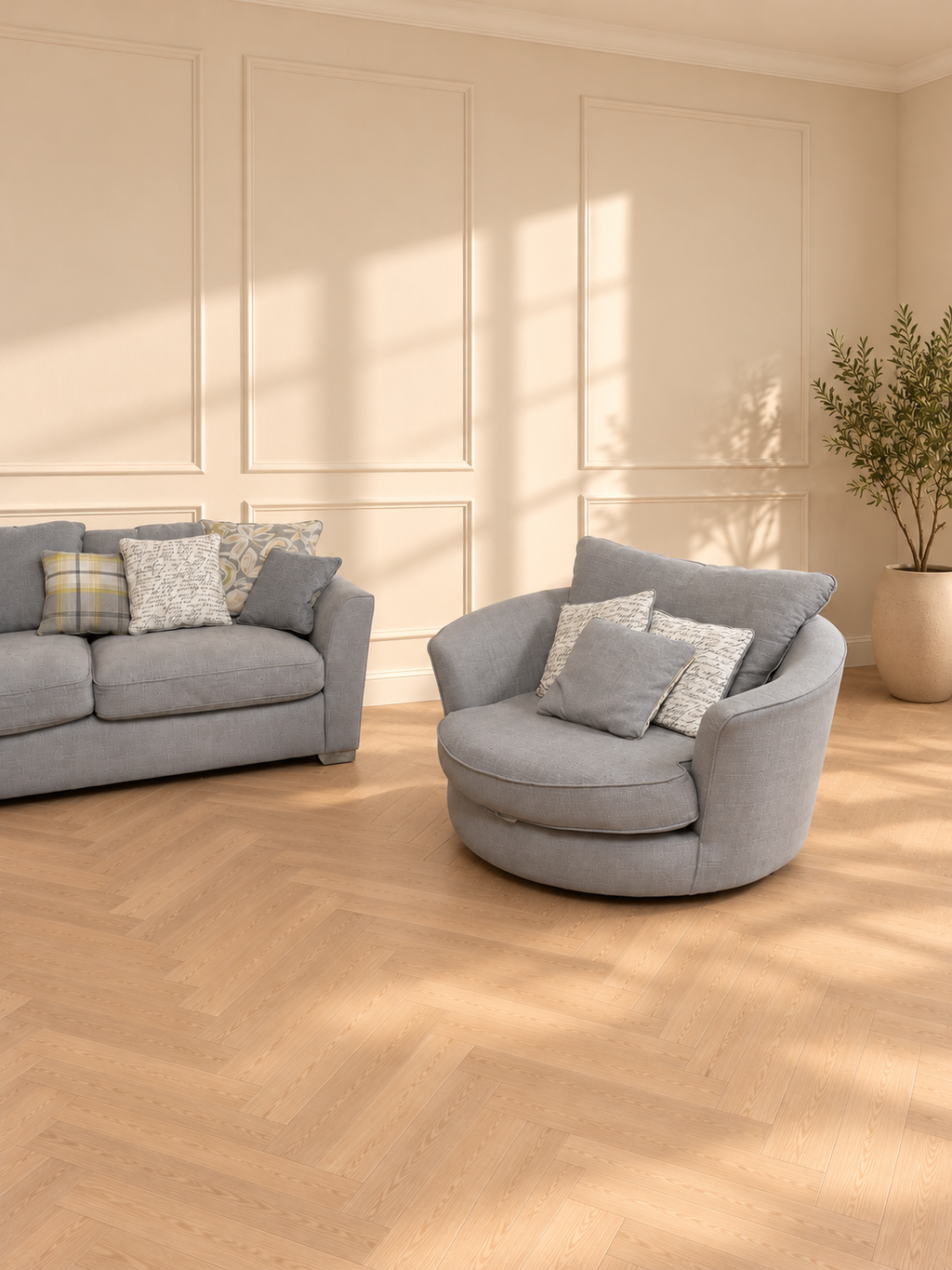 Rita corner sofa + footstool + swivel chair