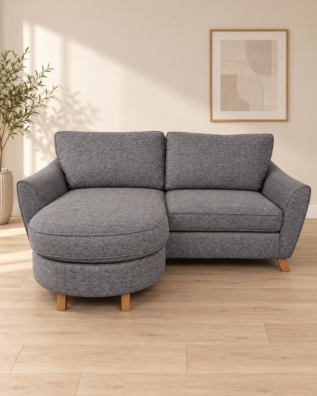 Denise 3 Seater Chaise & 2 Seater Sofa Set – Grey