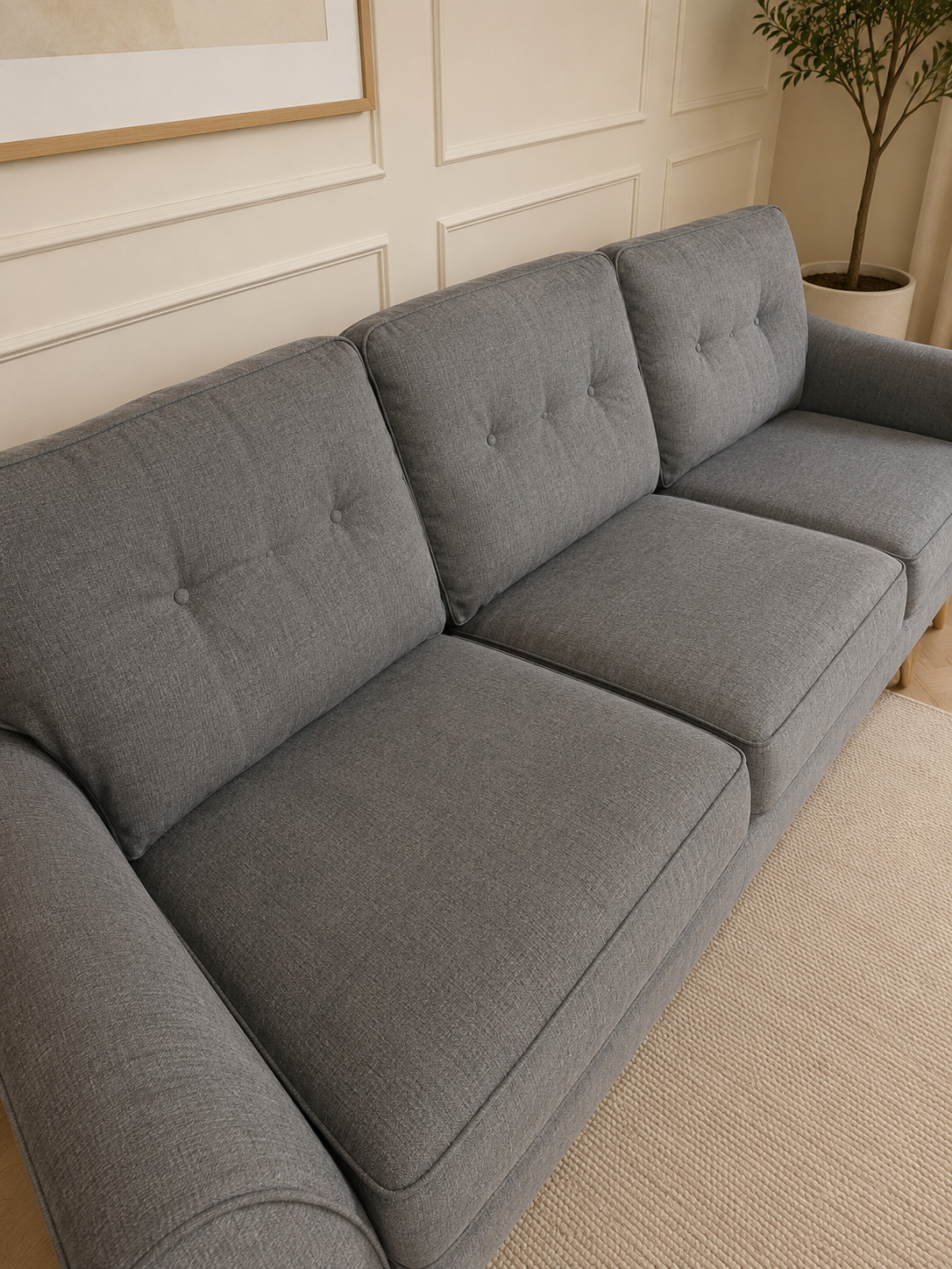 Corner sofa right-hand facing grey