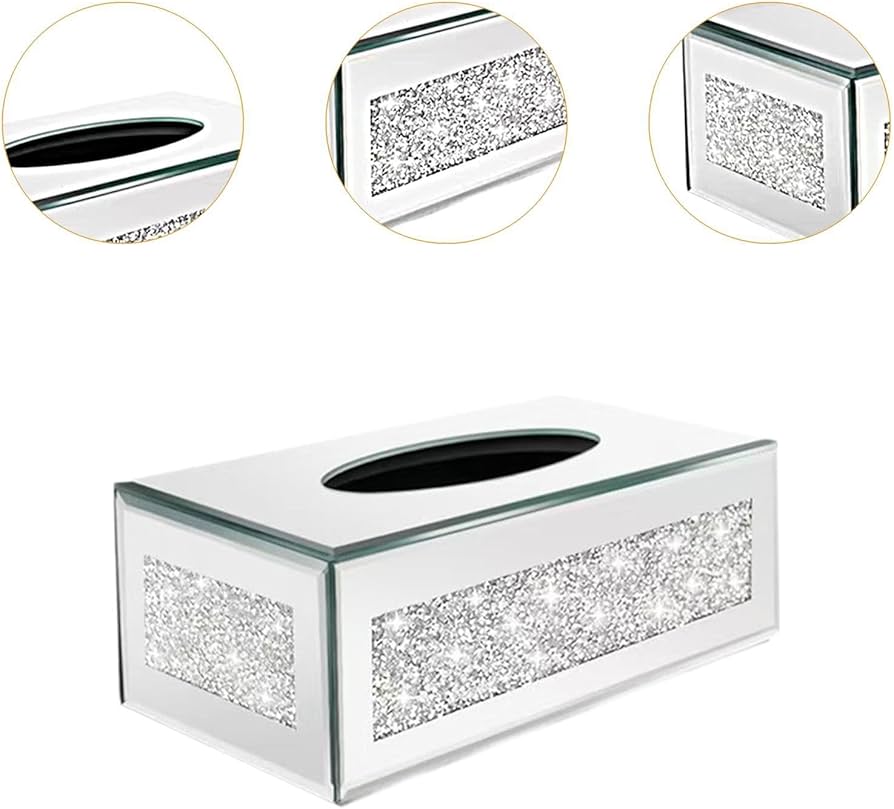 Mirrored Crushed Diamond Tissue Box