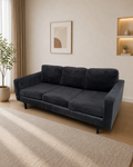 Suede Black Fabric 3 Seater
