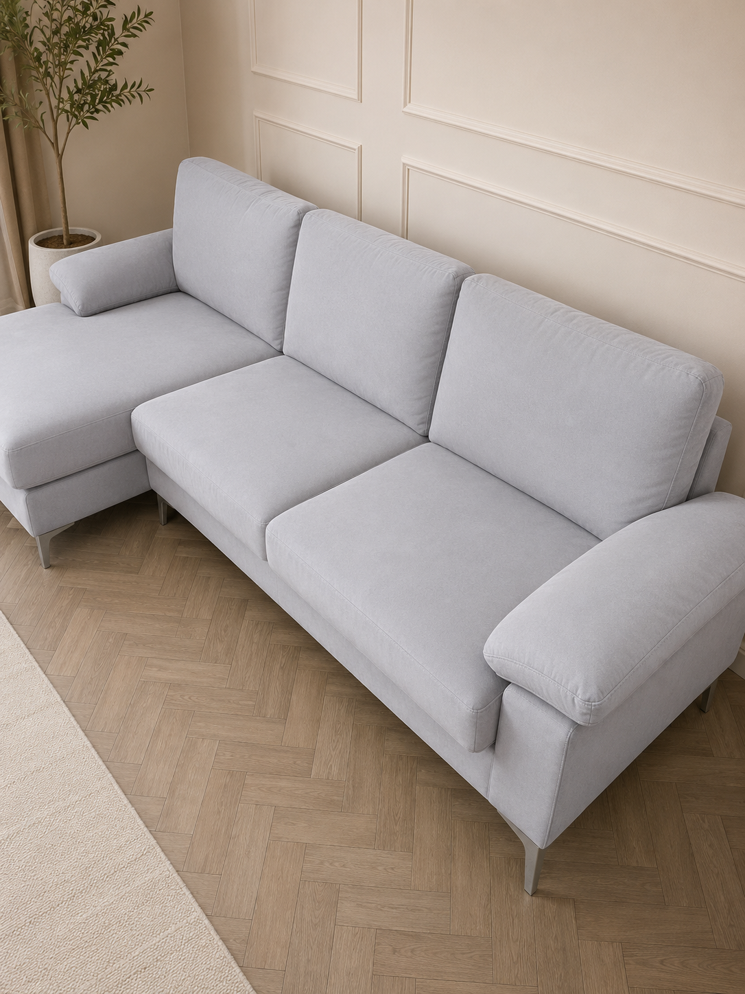 Pauline Velvet sofa light grey