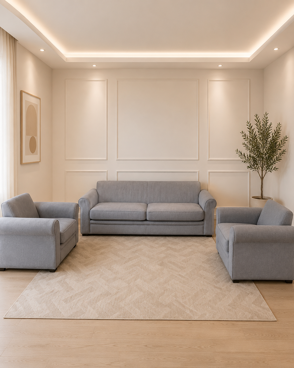 Ashley Modern Upholstered Sofa Set 4+1+1