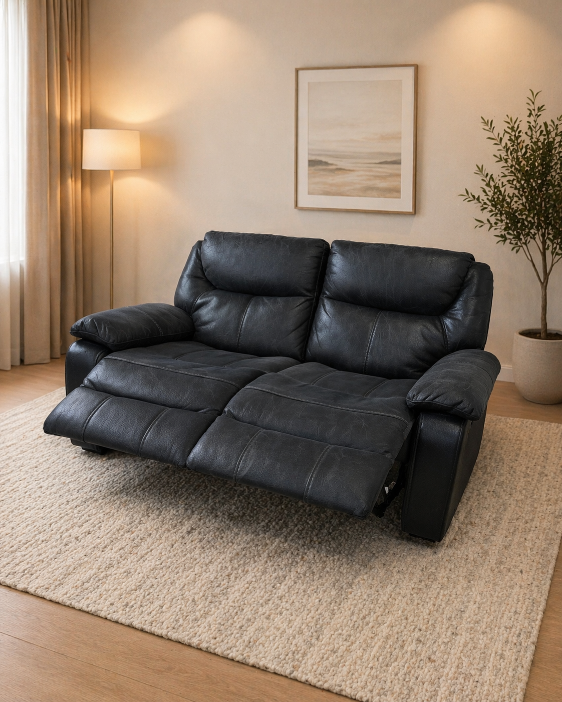 2 Seater Recliner Sofa – Black