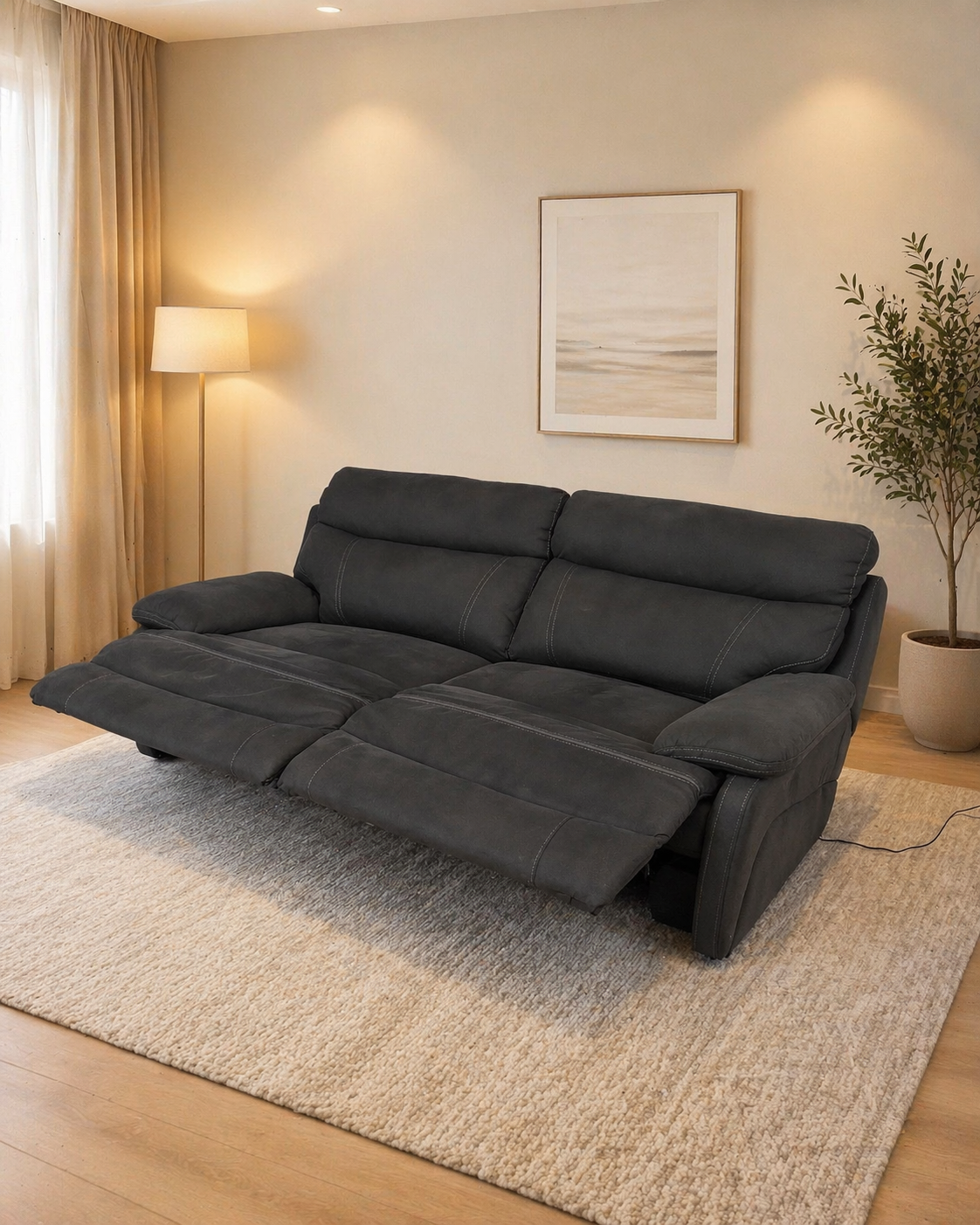 Luxury 3–4 Seater Power Recliner Sofa – Grey