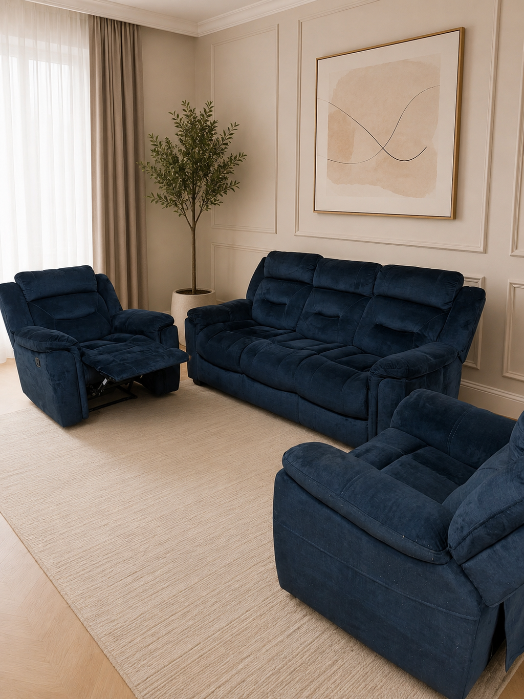 Dudley 3+1+1 Navy recliner set