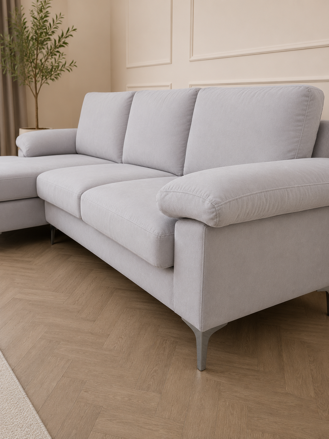 Pauline Velvet sofa light grey