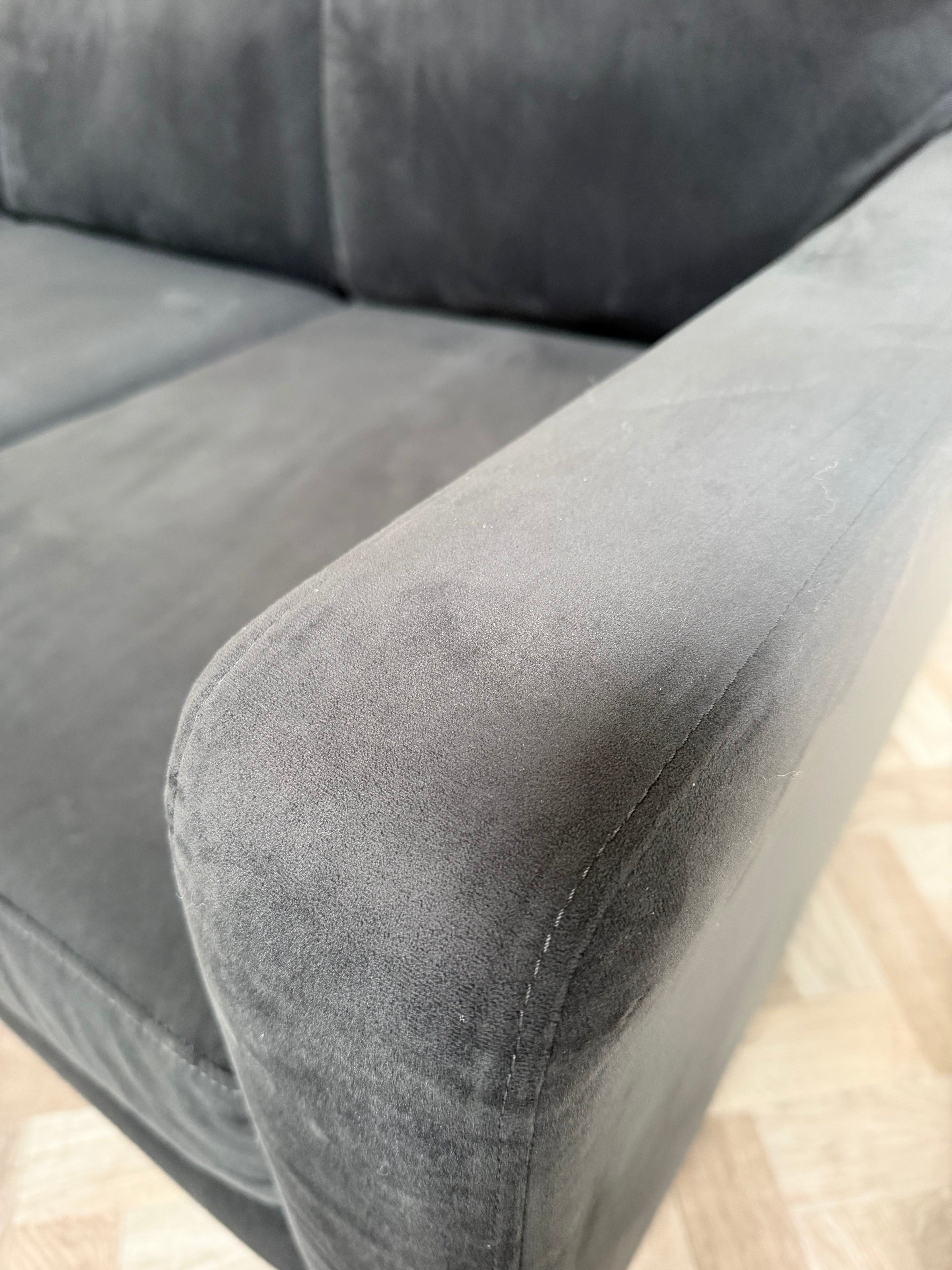 Suede Black Fabric 3 Seater