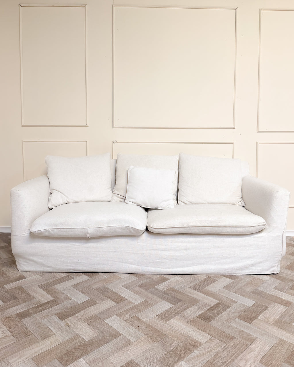 Modern Cream Linen - 2 Seater sofa