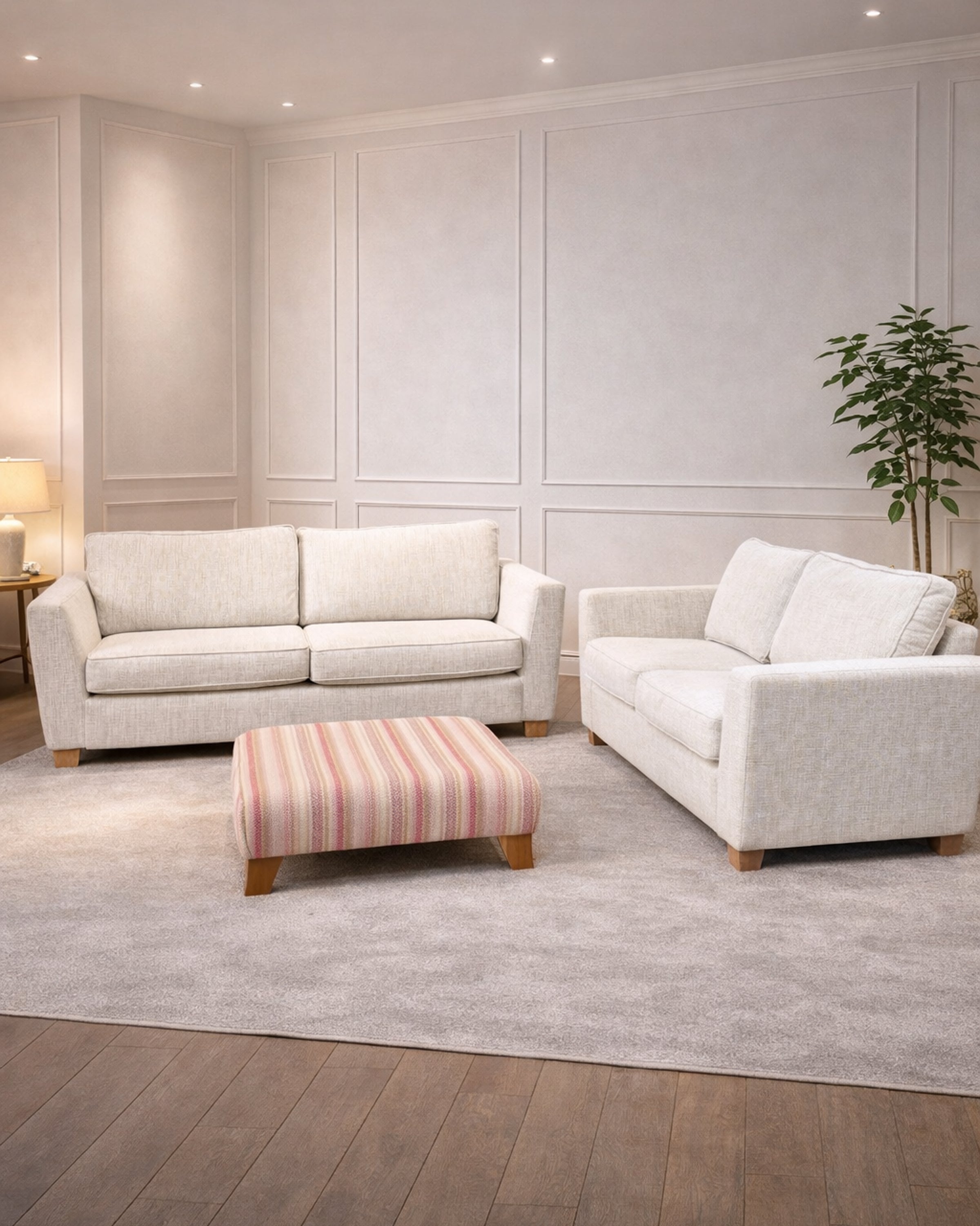Beige four + two sofa set ( foot stool included )