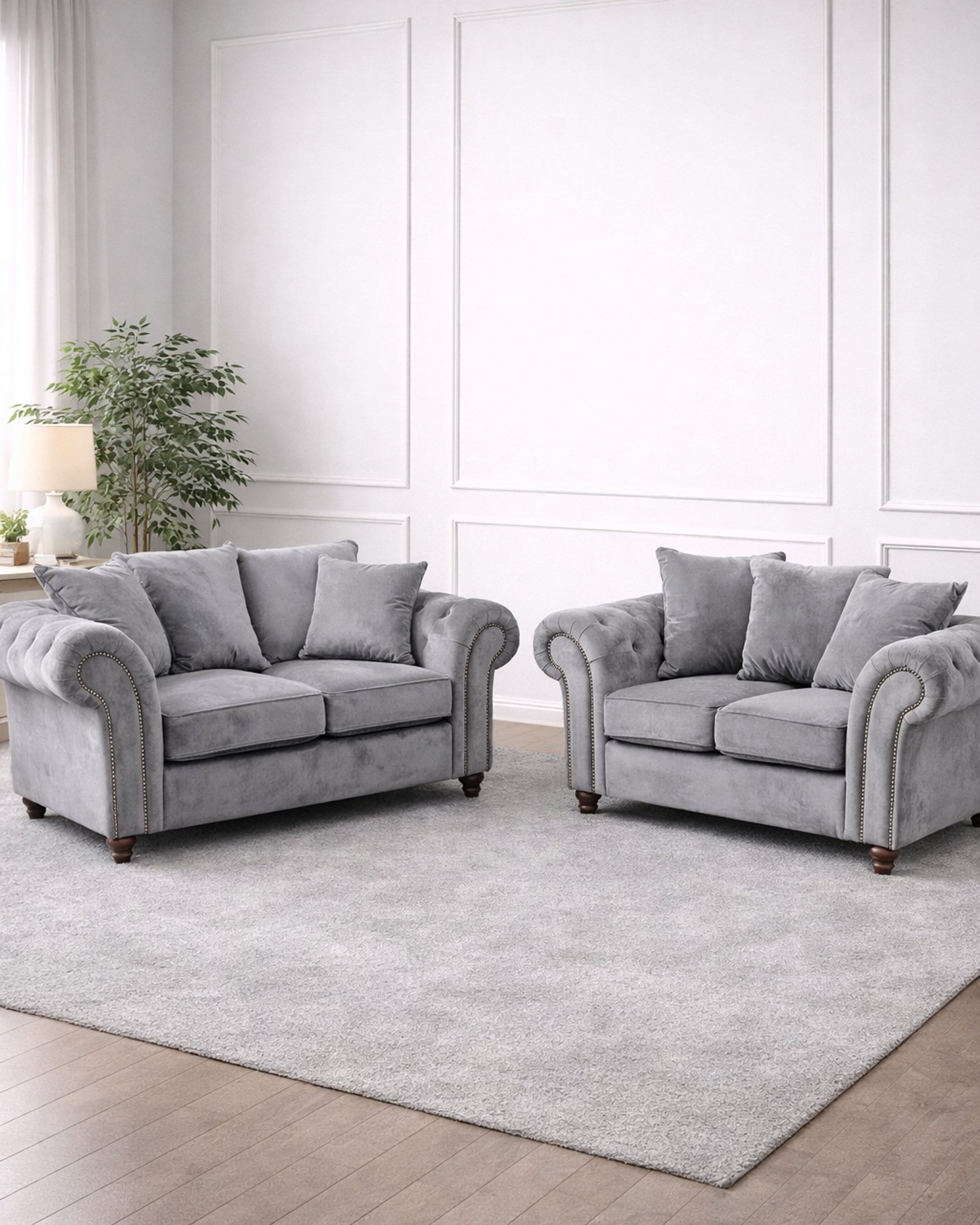 Grey chesterfield 3+2 Seater Plusg Grey