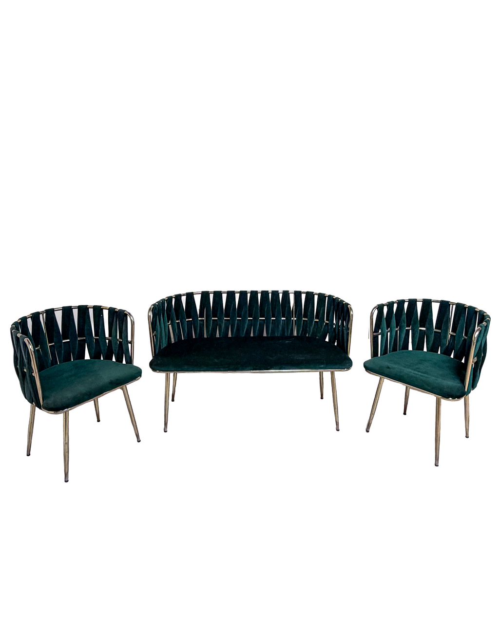 Emerald Green Velvet 3-Piece Suite