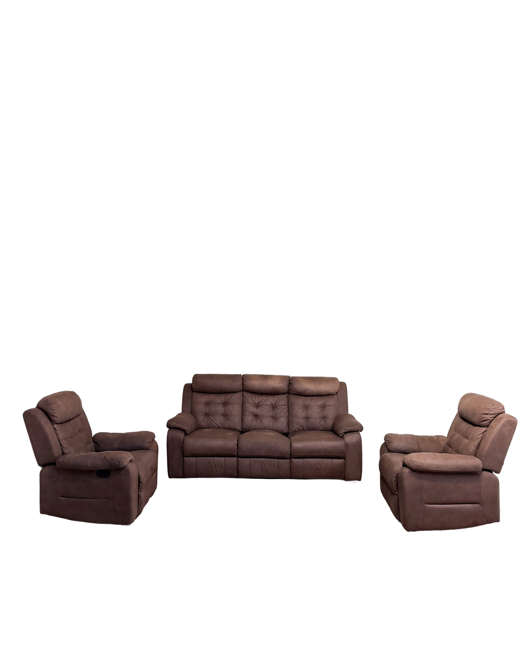 Brown Quilted Leather Recline 3+1+1