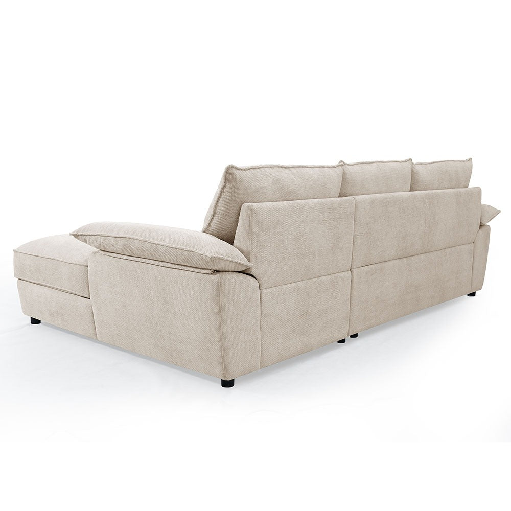 Como Left Hand Corner Sofa Bed with Storage – Cream Basket Weave Linen